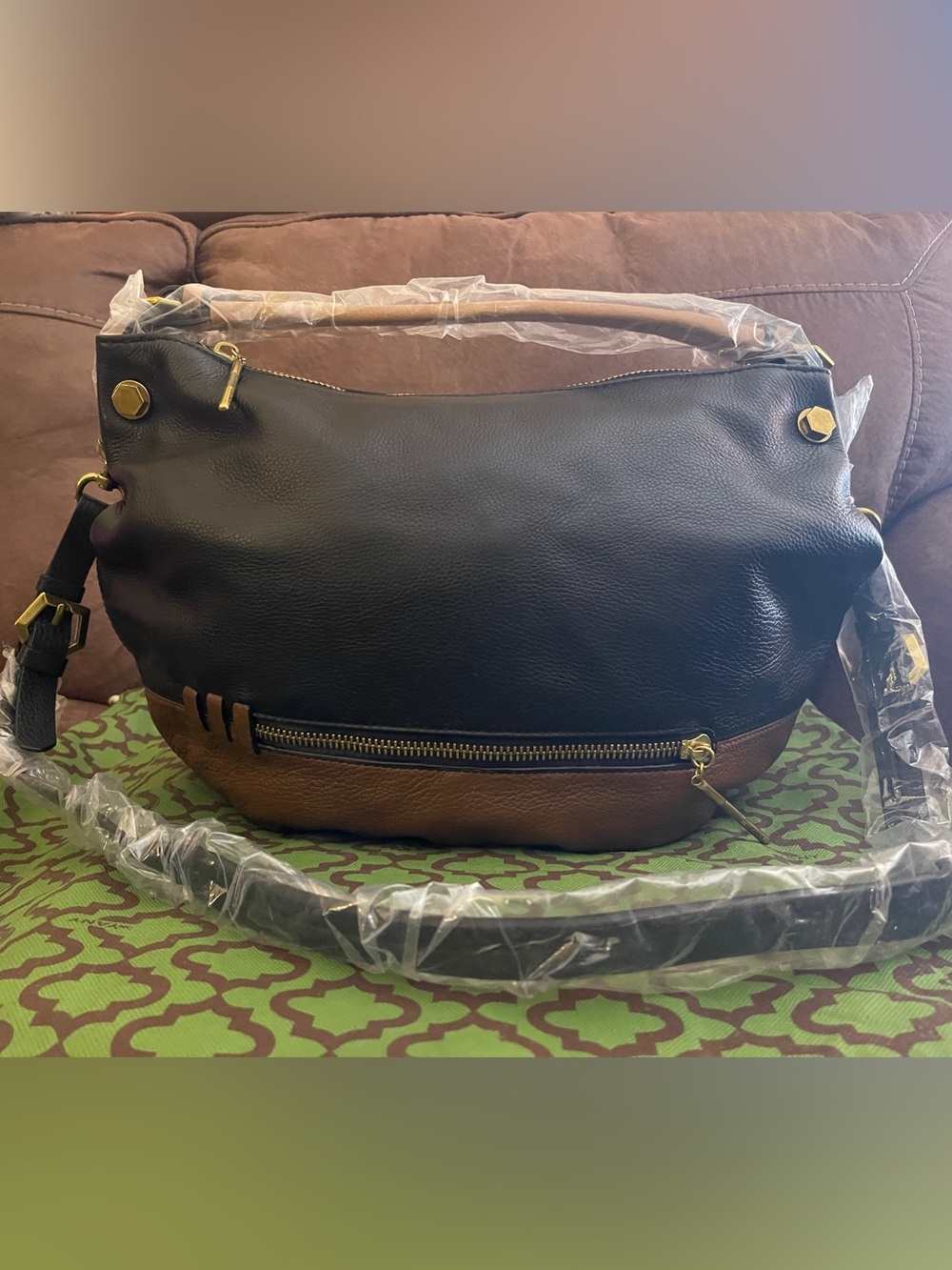 orYANY Black and Brown Leather Hobo Shoulder Bag